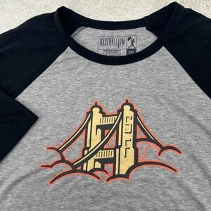 Baseballism Bay Area Bridge Mens XXL Baseball Raglan Shirt Gray Black Graphic